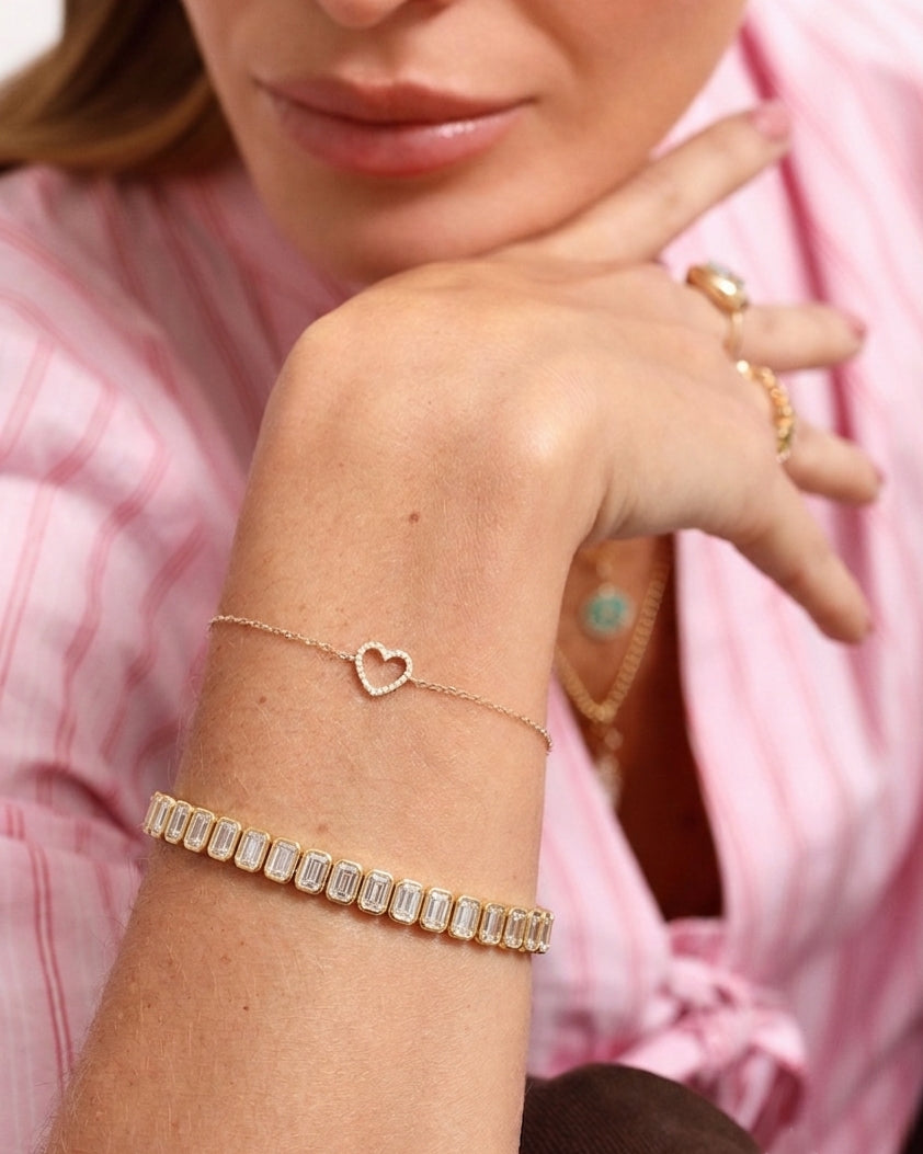 Emerald Diamond Bezel Tennis Bracelet - Sparkle Society
