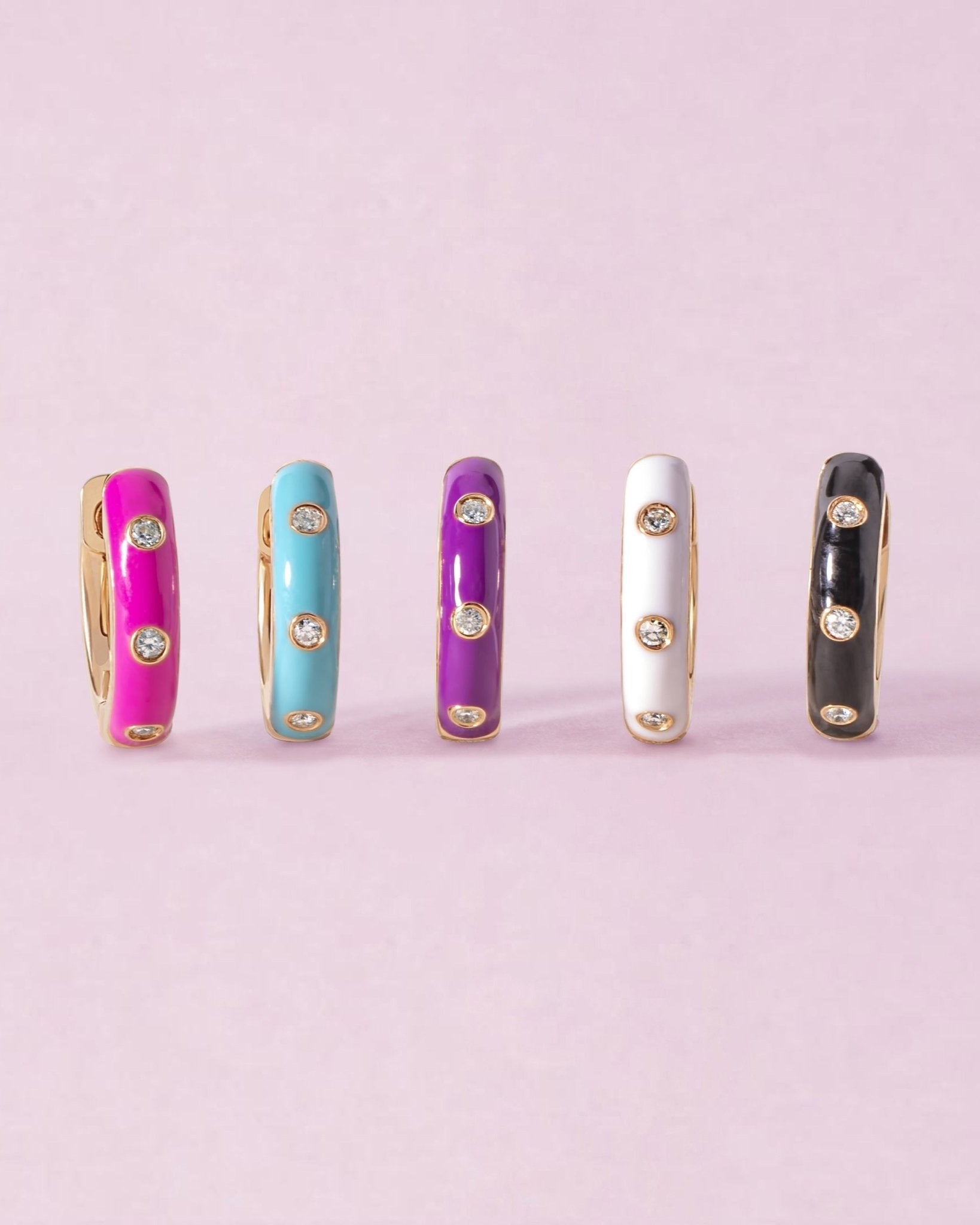 Enamel & Diamond Inlay Huggies - Sparkle Society