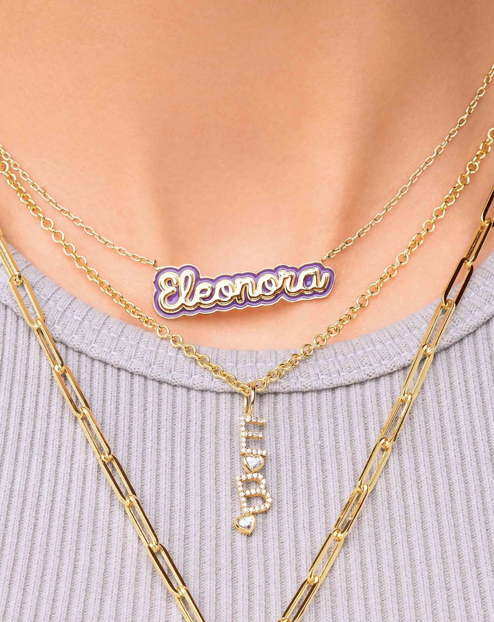 Enamel Gold Name Chain Necklace - Sparkle Society