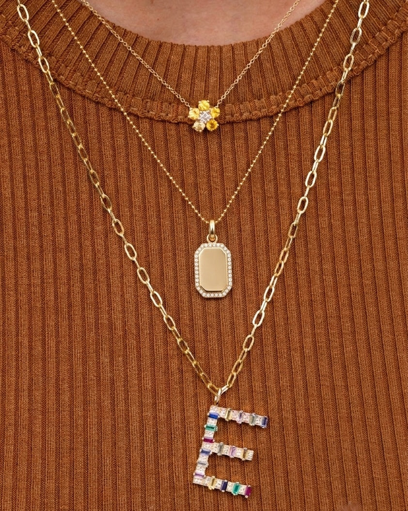 Engravable Diamond Outline Hexagon ID Tag - Sparkle Society