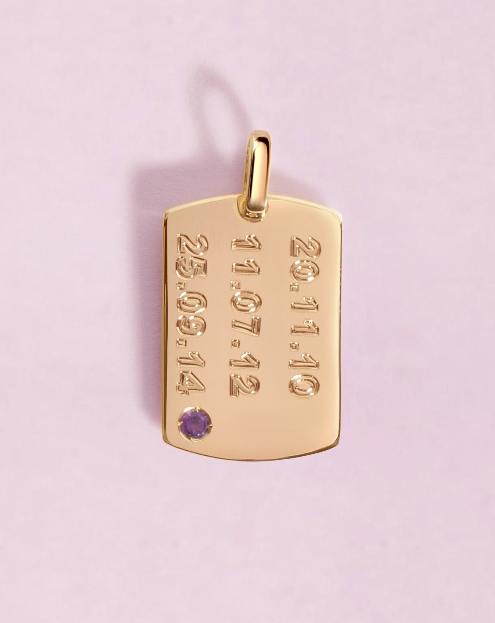 Engravable Solid Gold And Single Gemstone ID Tag - Sparkle Society