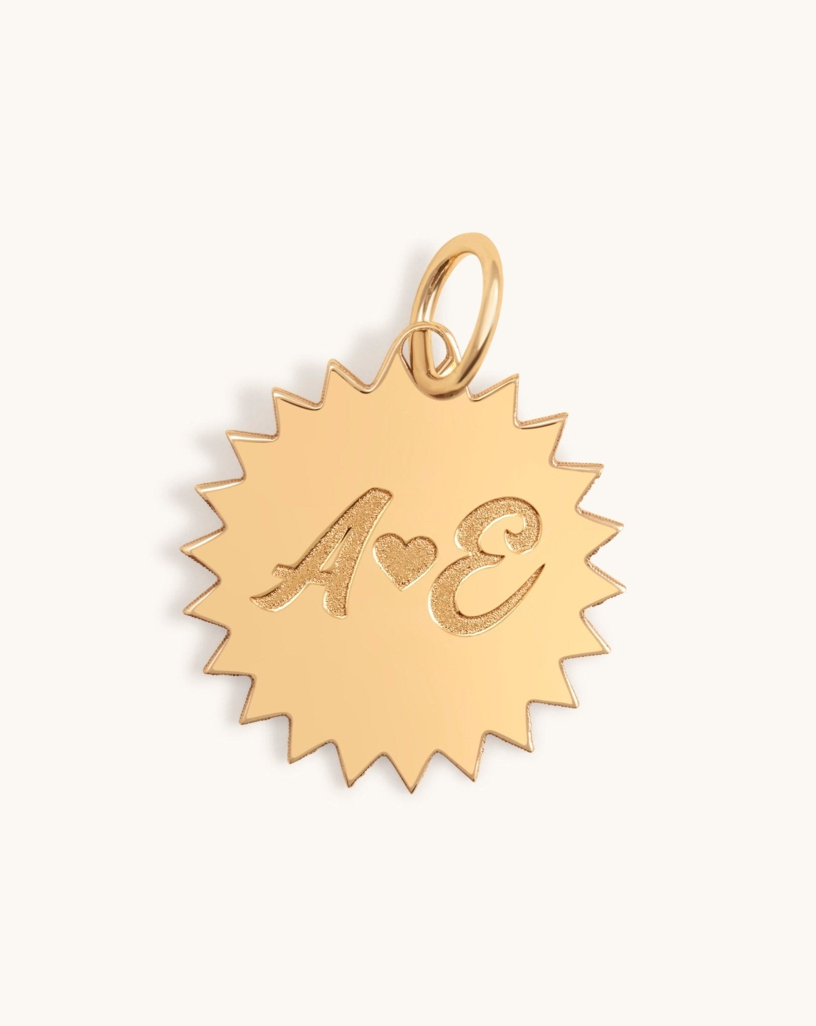 Engravable Solid Gold Jagged Circle Necklace Charm - Sparkle Society