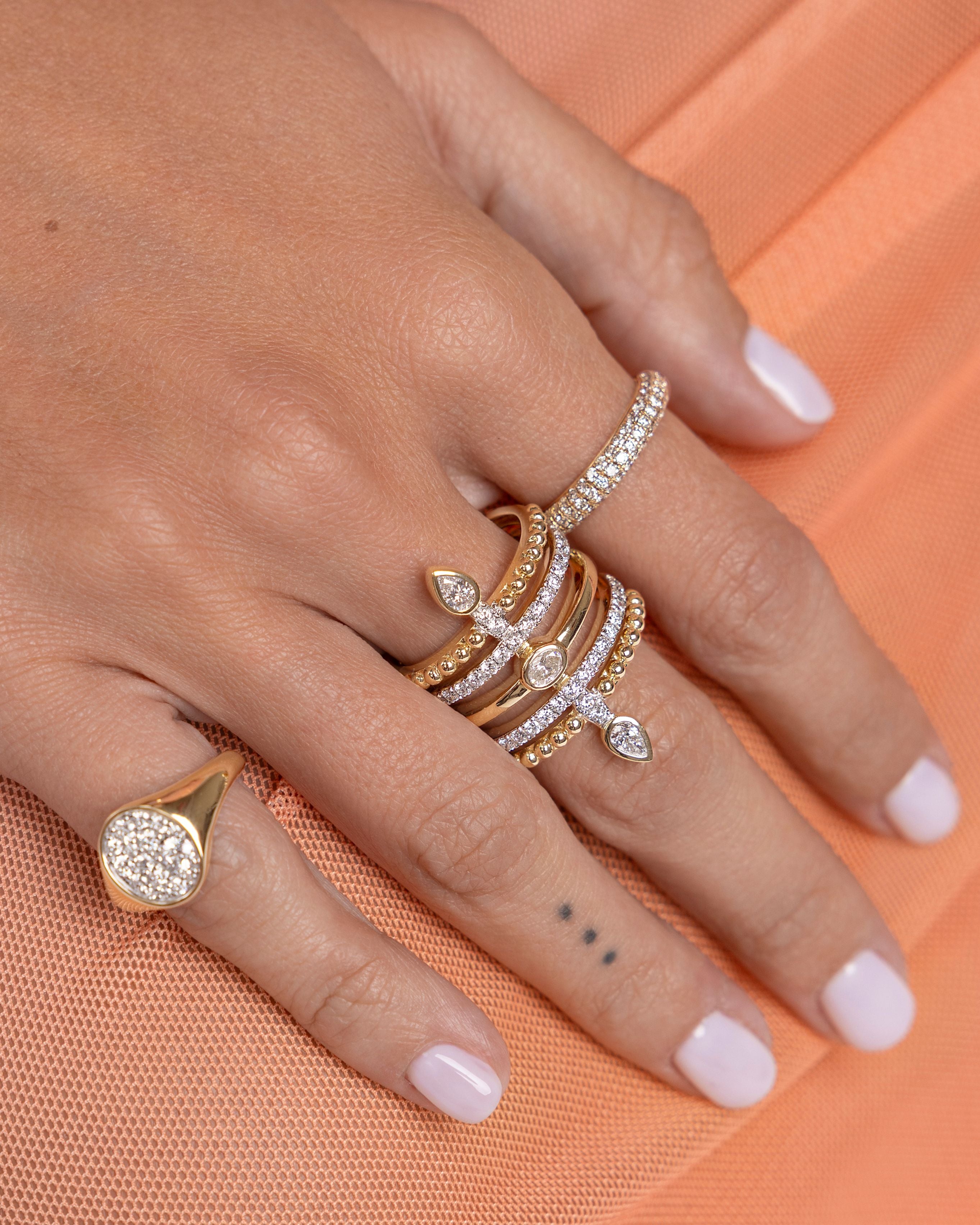 Fancy Diamond Trident Multi Row Ring - Sparkle Society