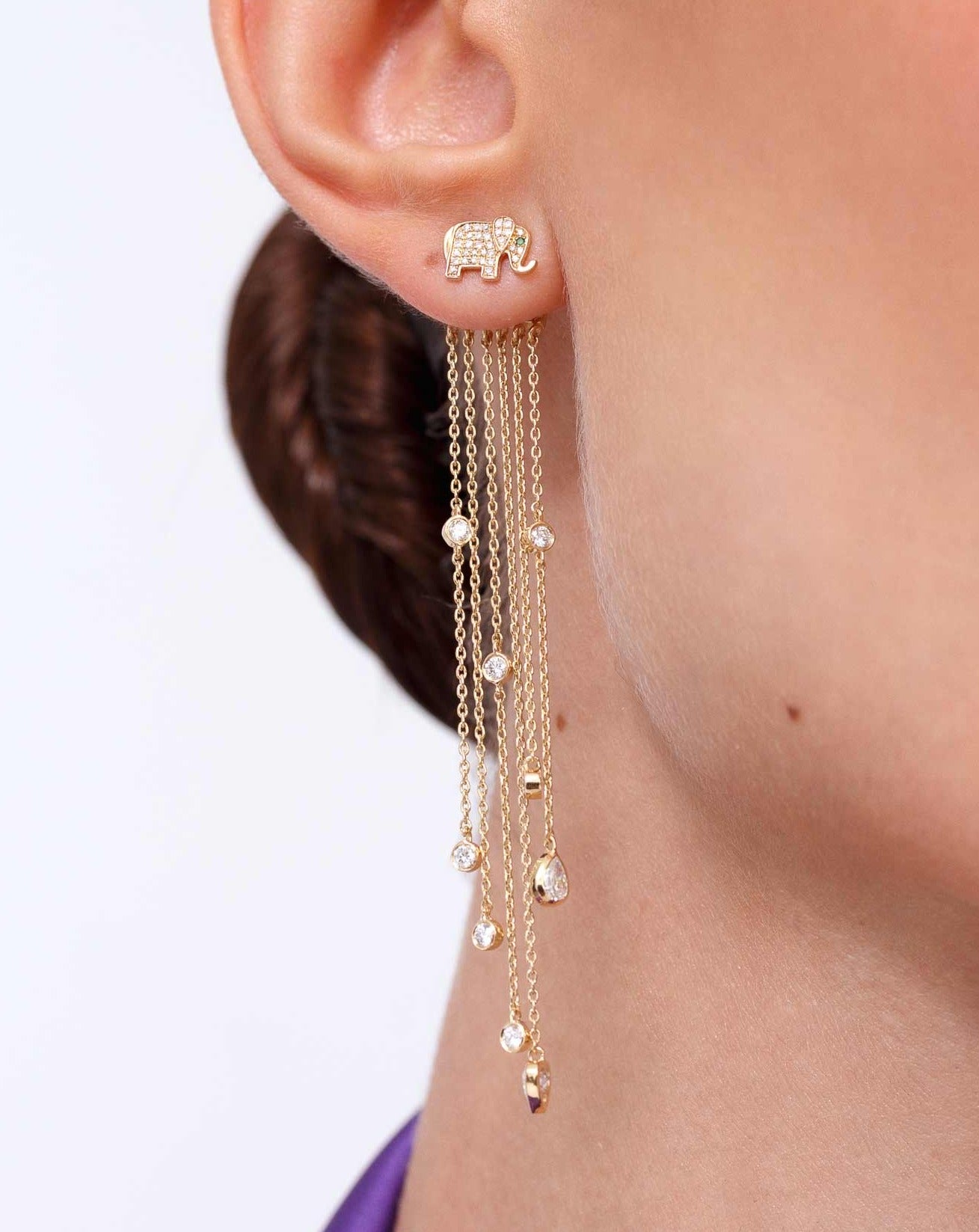 Fancy Shape Diamond Fringe Earring Jacket - Sparkle Society