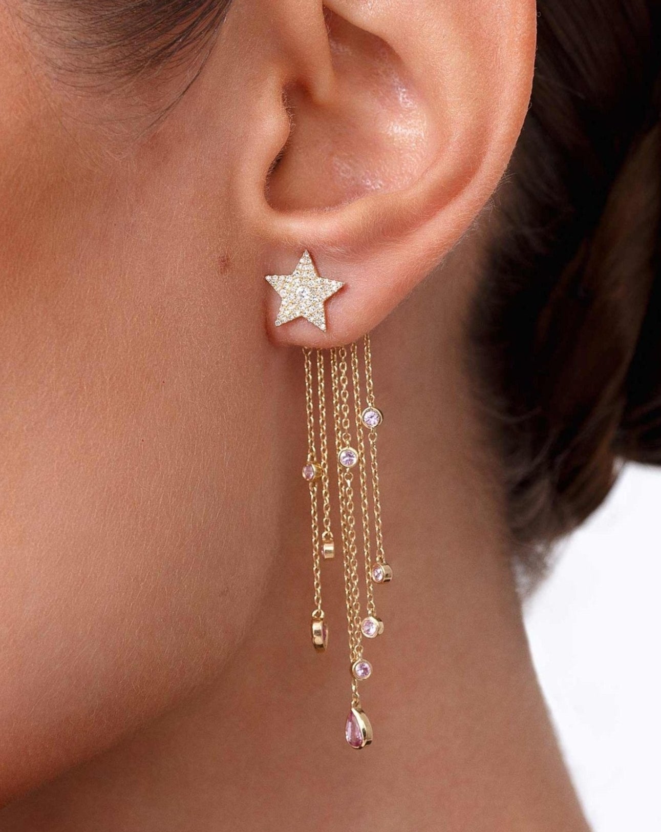 Fancy Shape Gemstone Fringe Earring Jacket - Sparkle Society