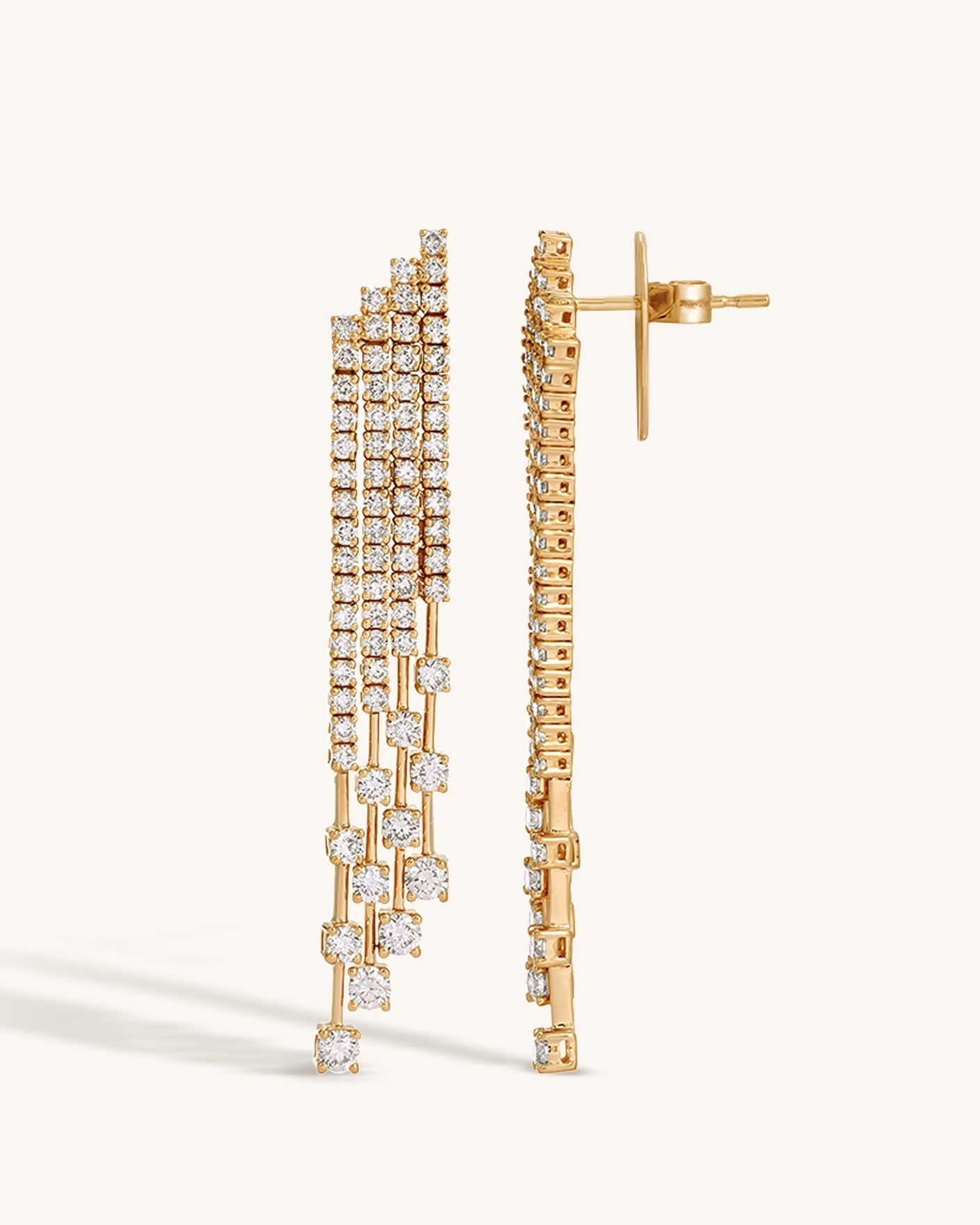 Four Row Diamond Prong Tennis Cascade Drop Earrings - Sparkle Society