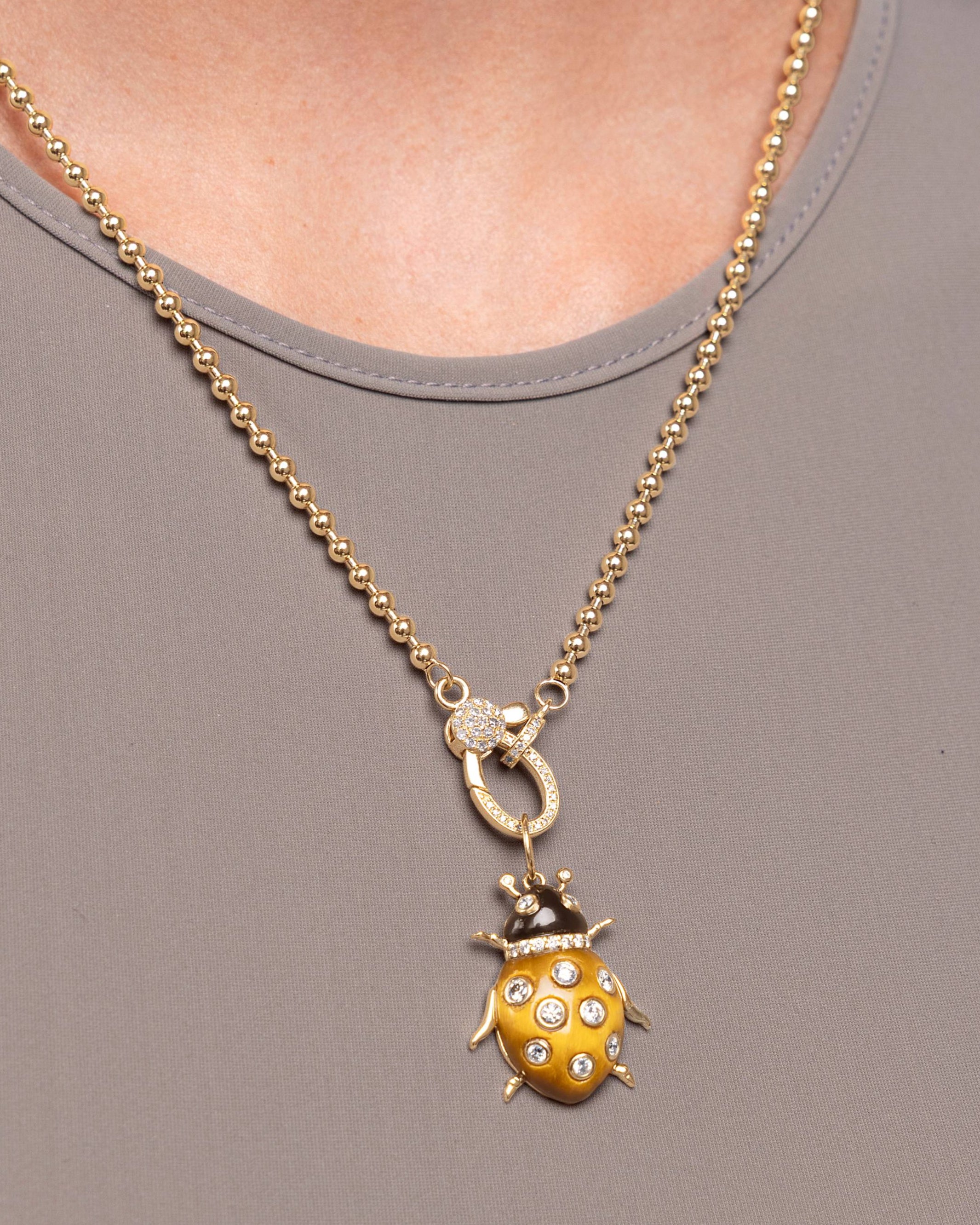 Gemstone and Diamond Beetle Charm - Sparkle Society