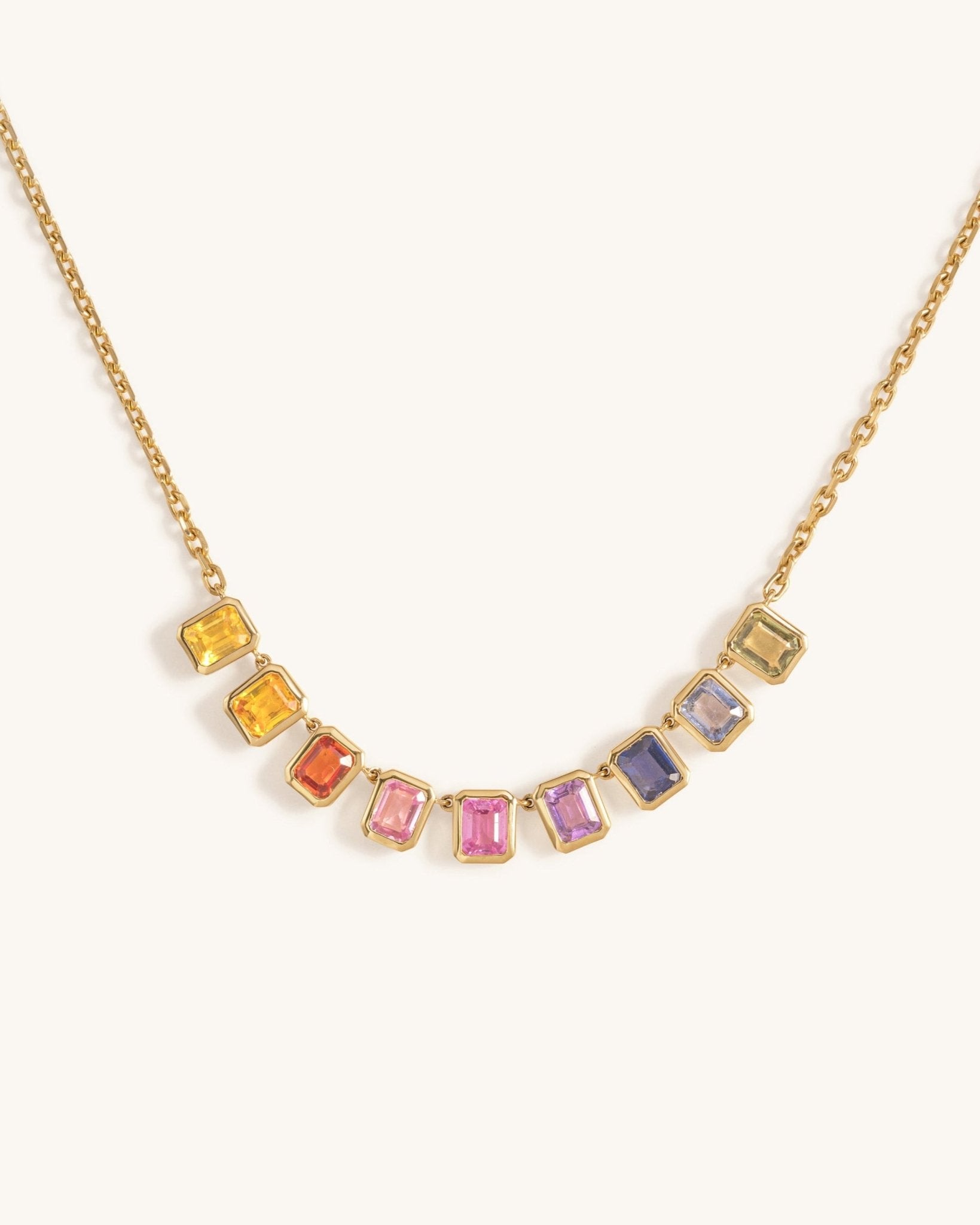 Gemstone Baguette Rainbow Necklace - Sparkle Society