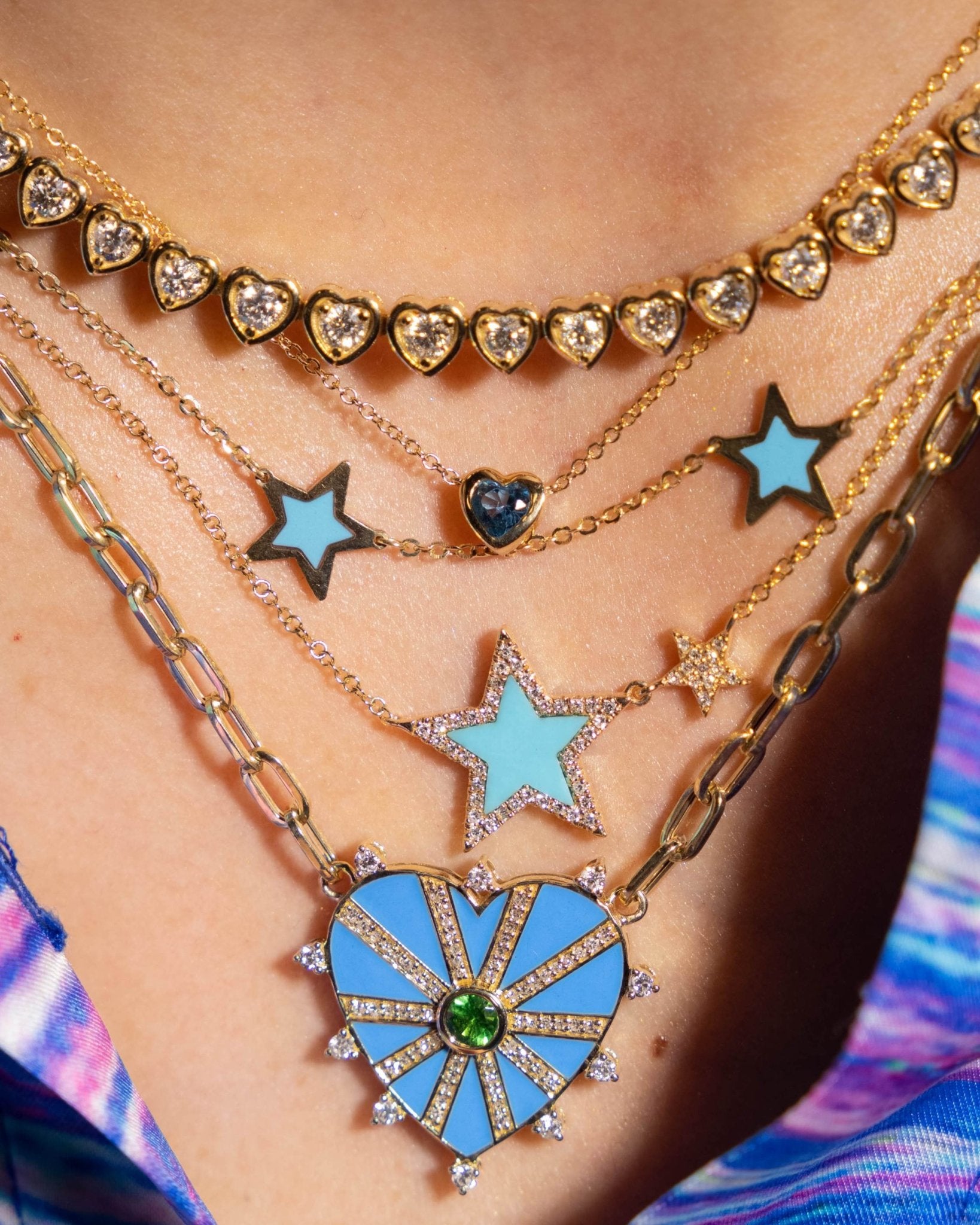 Gemstone Bezel Heart Necklace - Sparkle Society