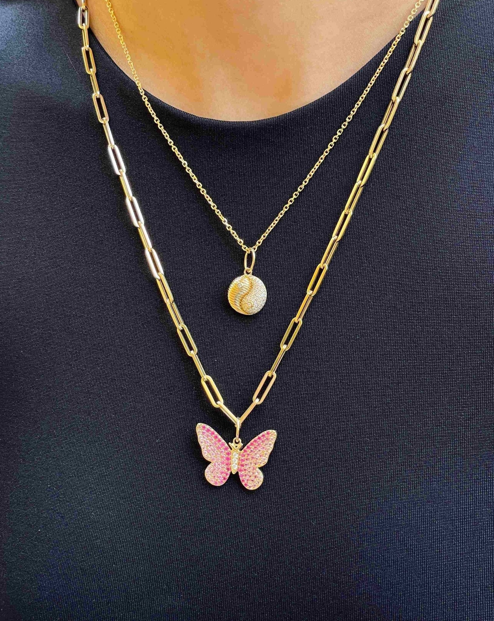 Gemstone Butterfly Necklace Charm - Sparkle Society