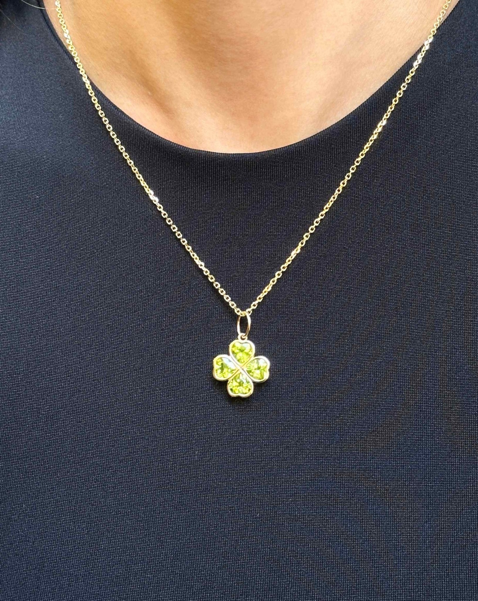 Gemstone Clover Necklace Charm - Sparkle Society