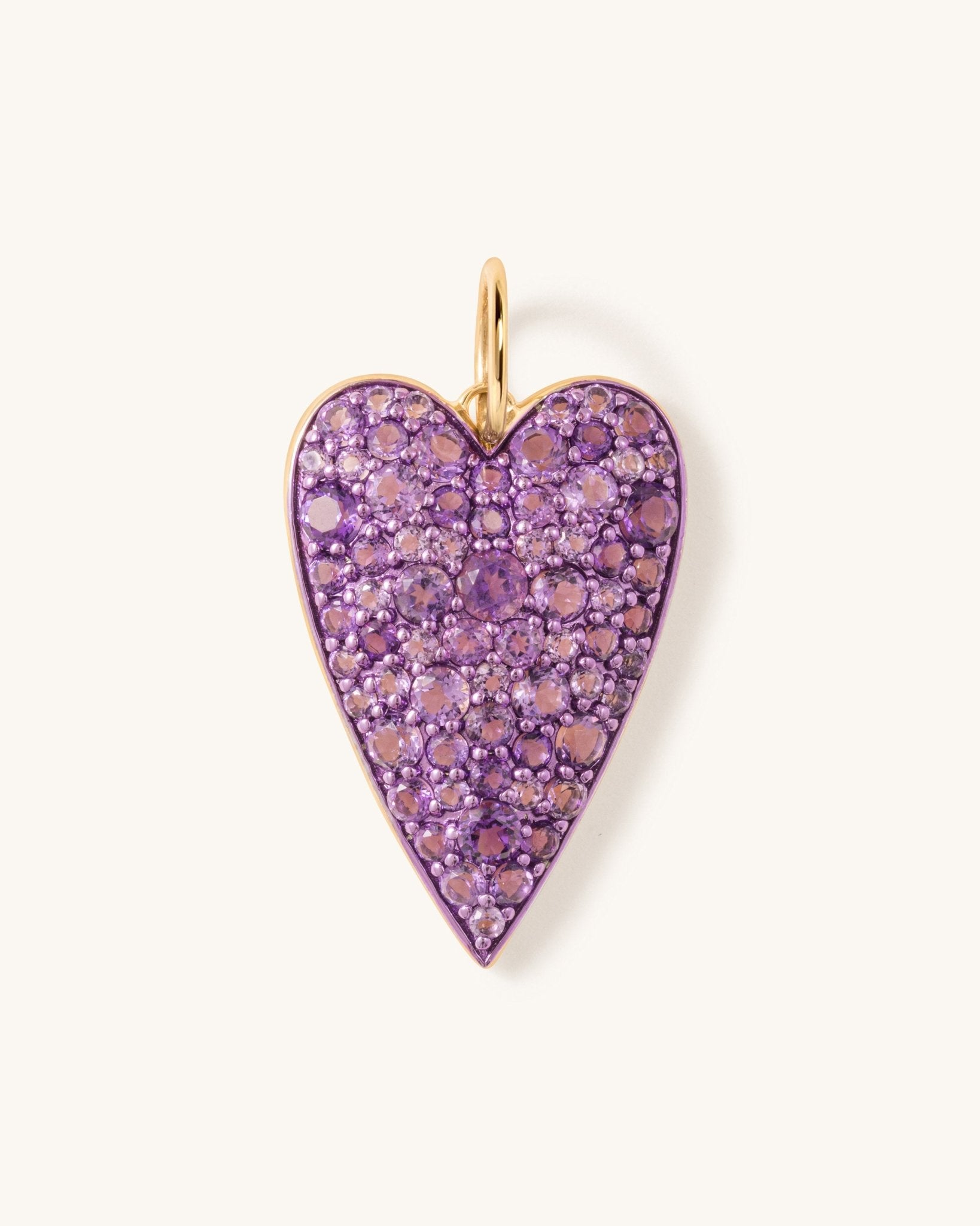 Gemstone Elongated Heart Necklace Charm - Sparkle Society