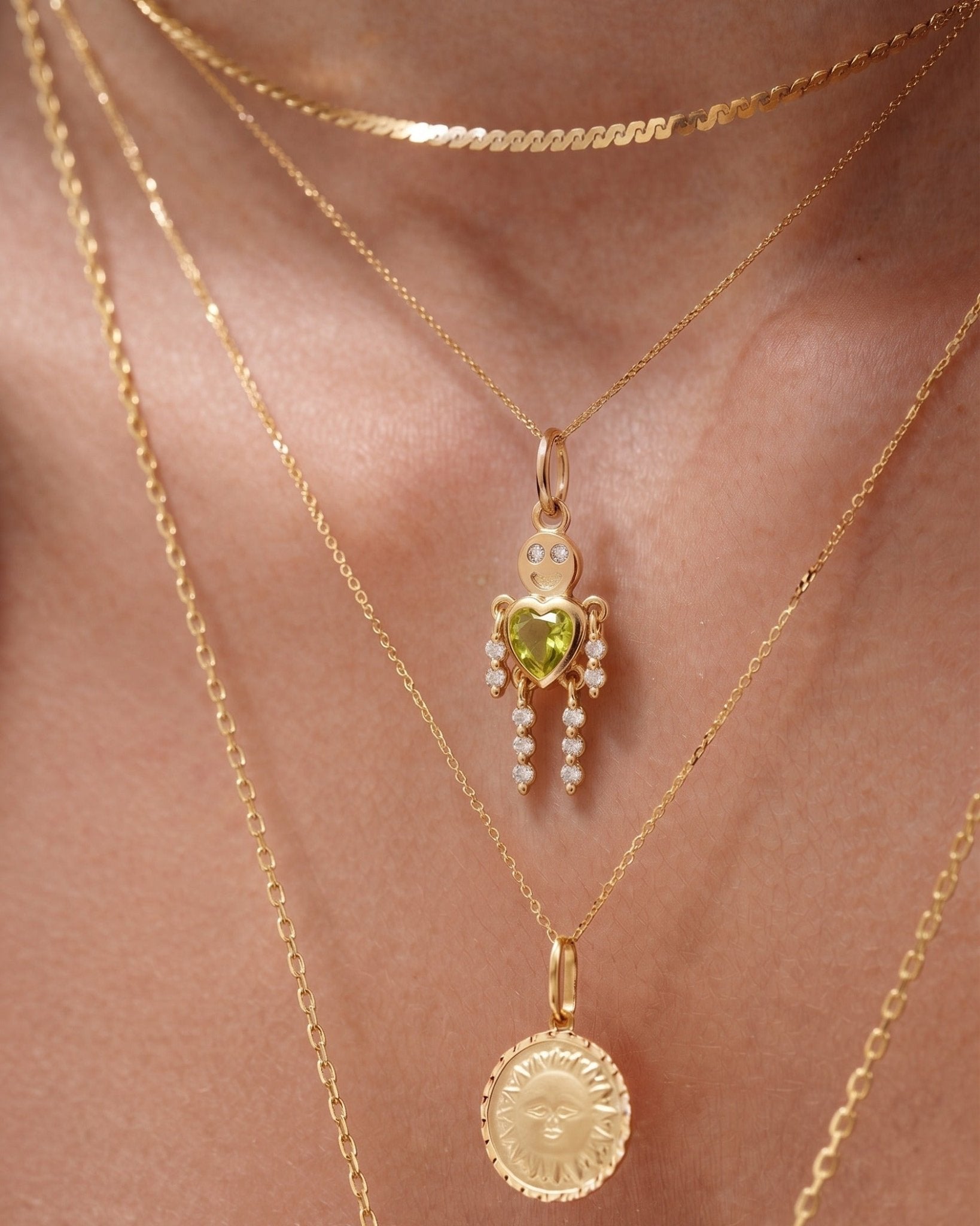 Gemstone Heart Gold Child Charm - Sparkle Society