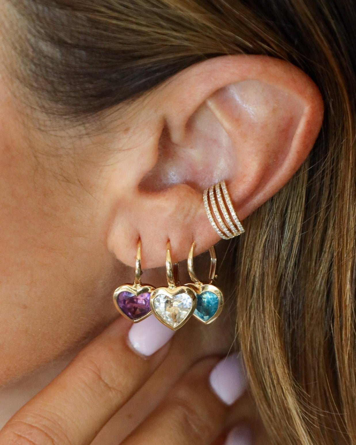 Gemstone Heart Shape Huggies - Sparkle Society