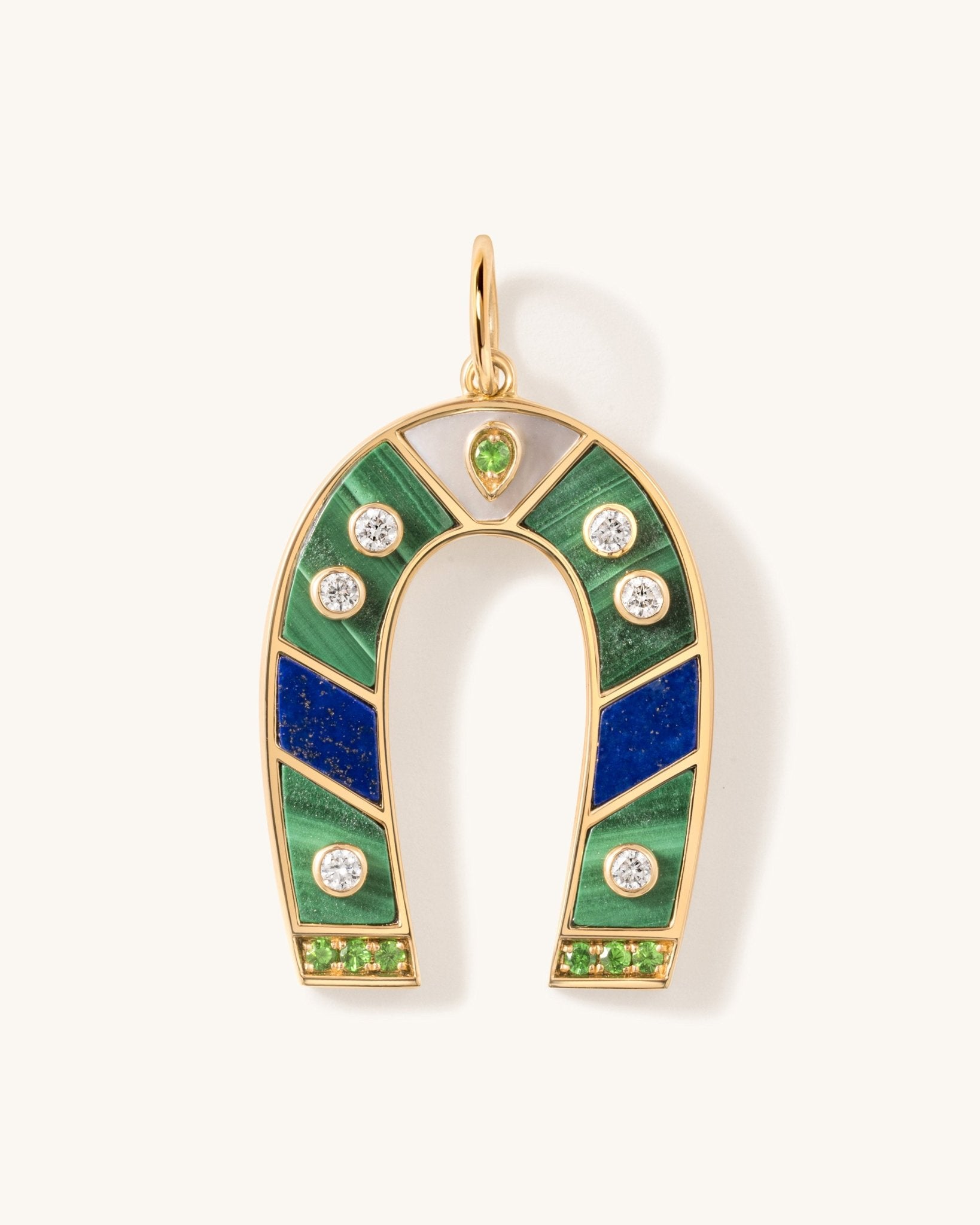 Gemstone Horseshoe Necklace Charm - Sparkle Society