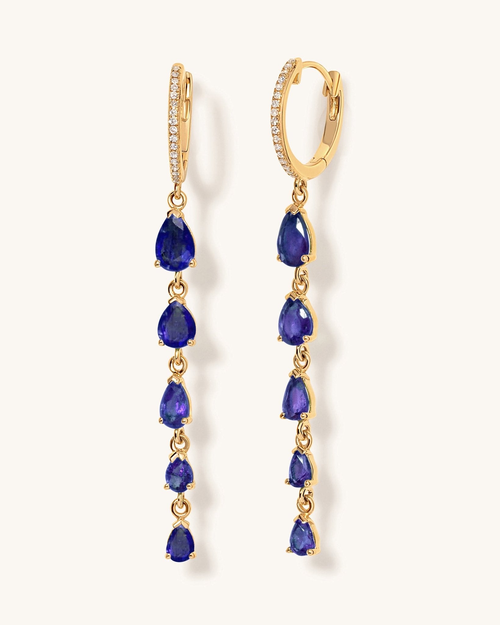 Gemstone Pear Drop Huggies - Sparkle Society
