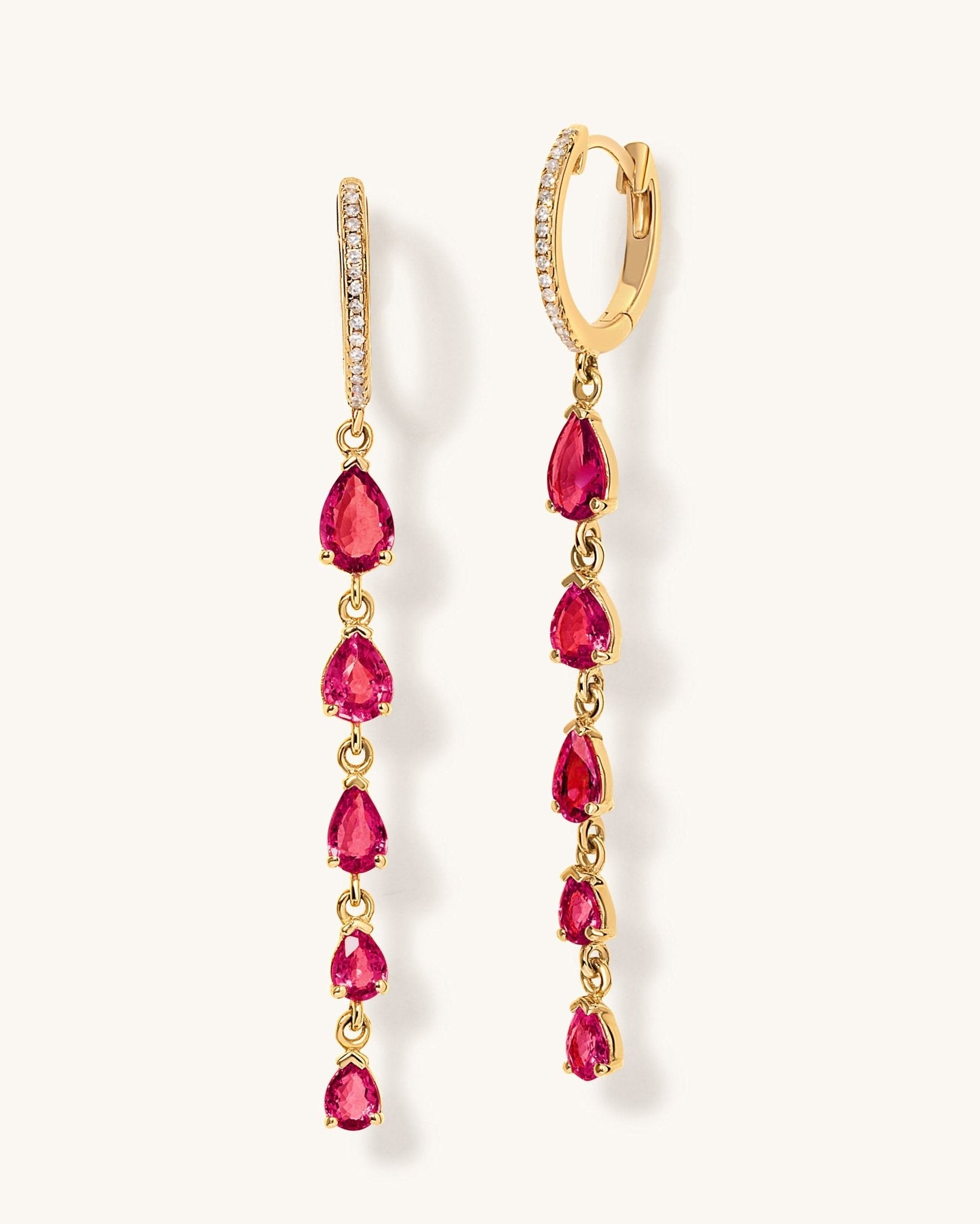 Gemstone Pear Drop Huggies - Sparkle Society
