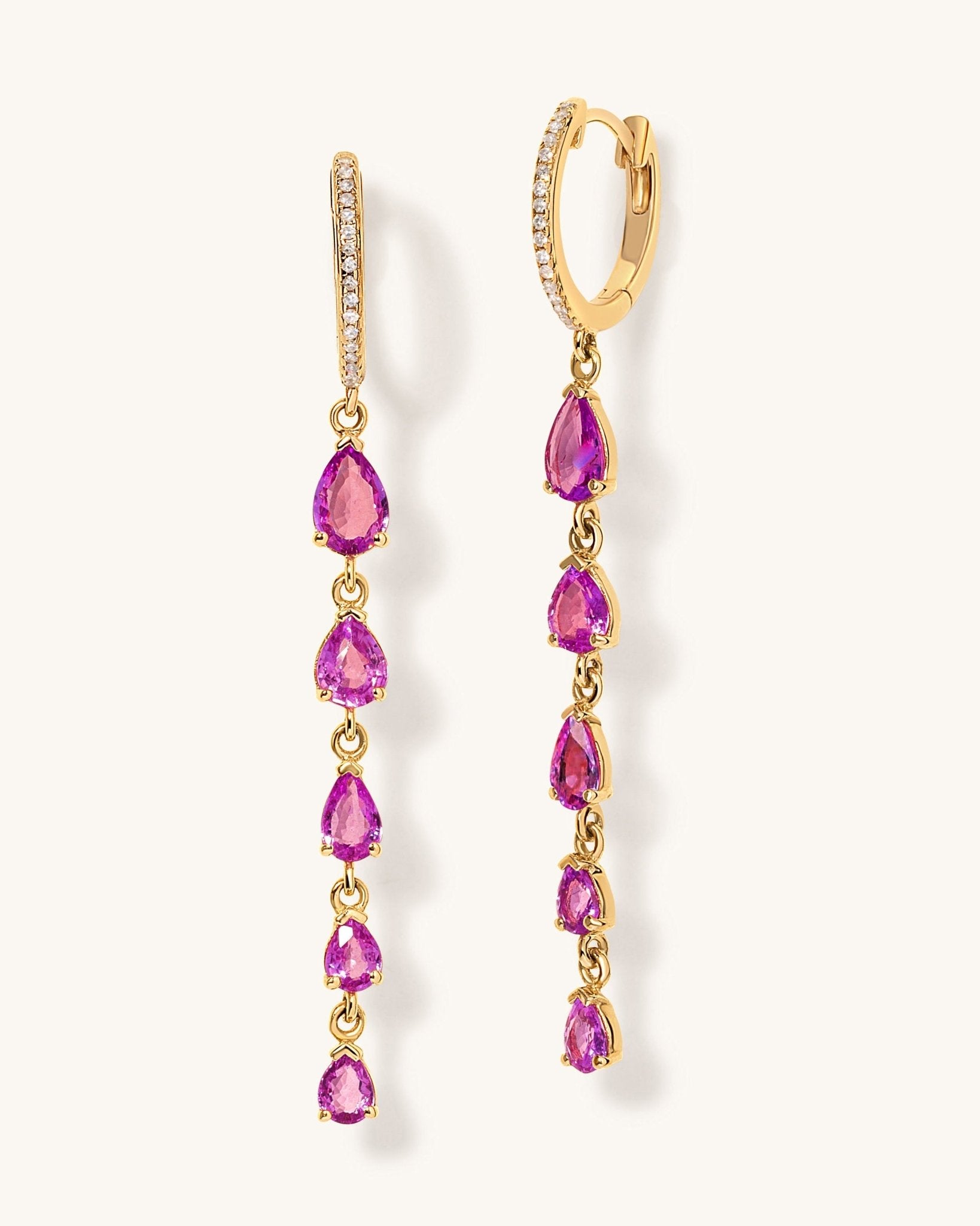 Gemstone Pear Drop Huggies - Sparkle Society