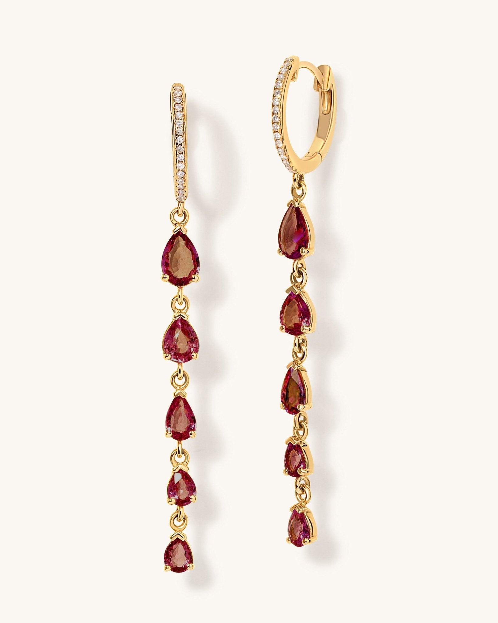 Gemstone Pear Drop Huggies - Sparkle Society