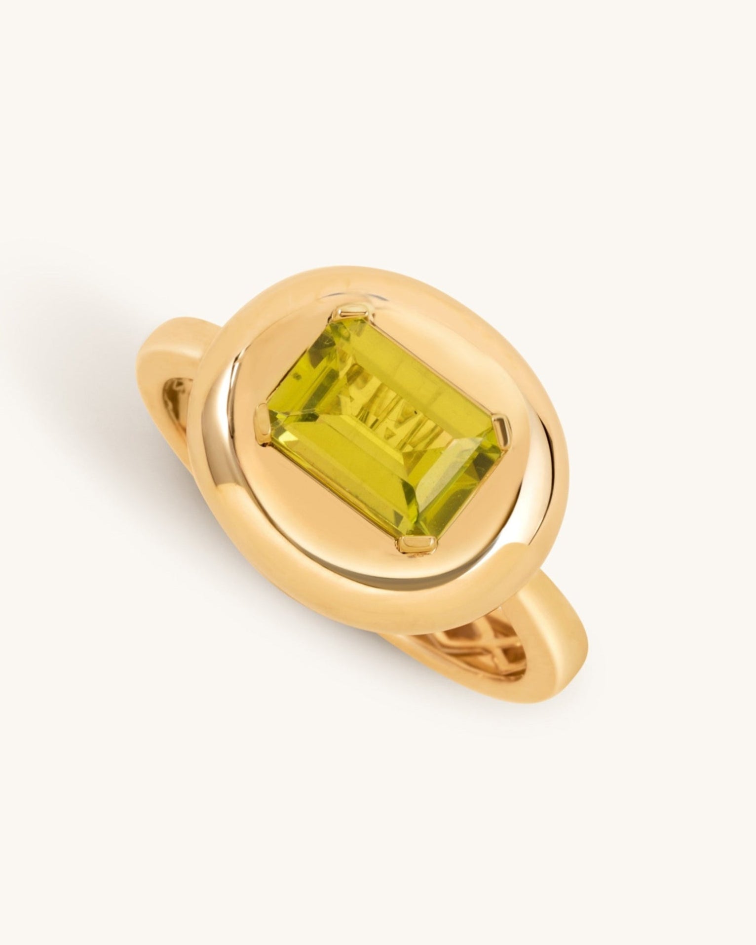 Gemstone Puffed Gold Dome Ring - Sparkle Society