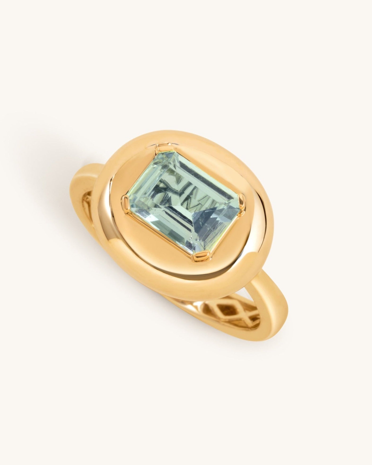 Gemstone Puffed Gold Dome Ring - Sparkle Society