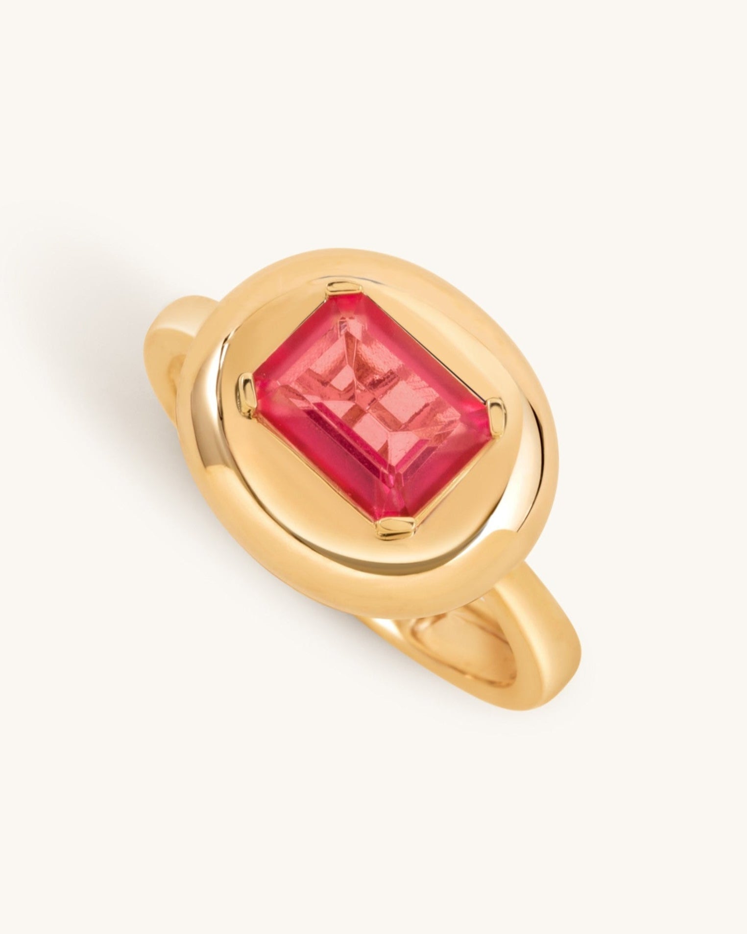 Gemstone Puffed Gold Dome Ring - Sparkle Society