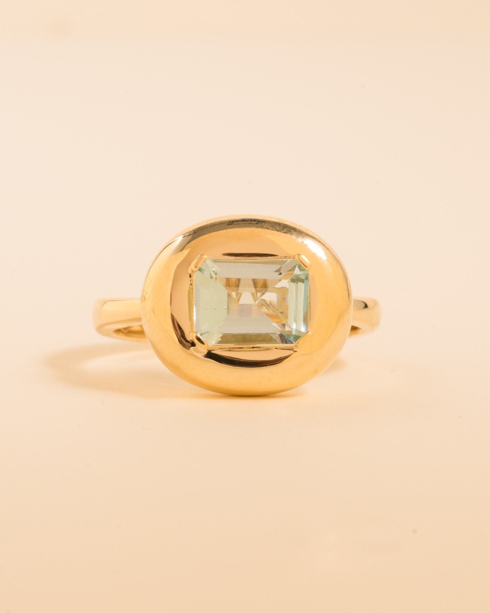 Gemstone Puffed Gold Dome Ring - Sparkle Society