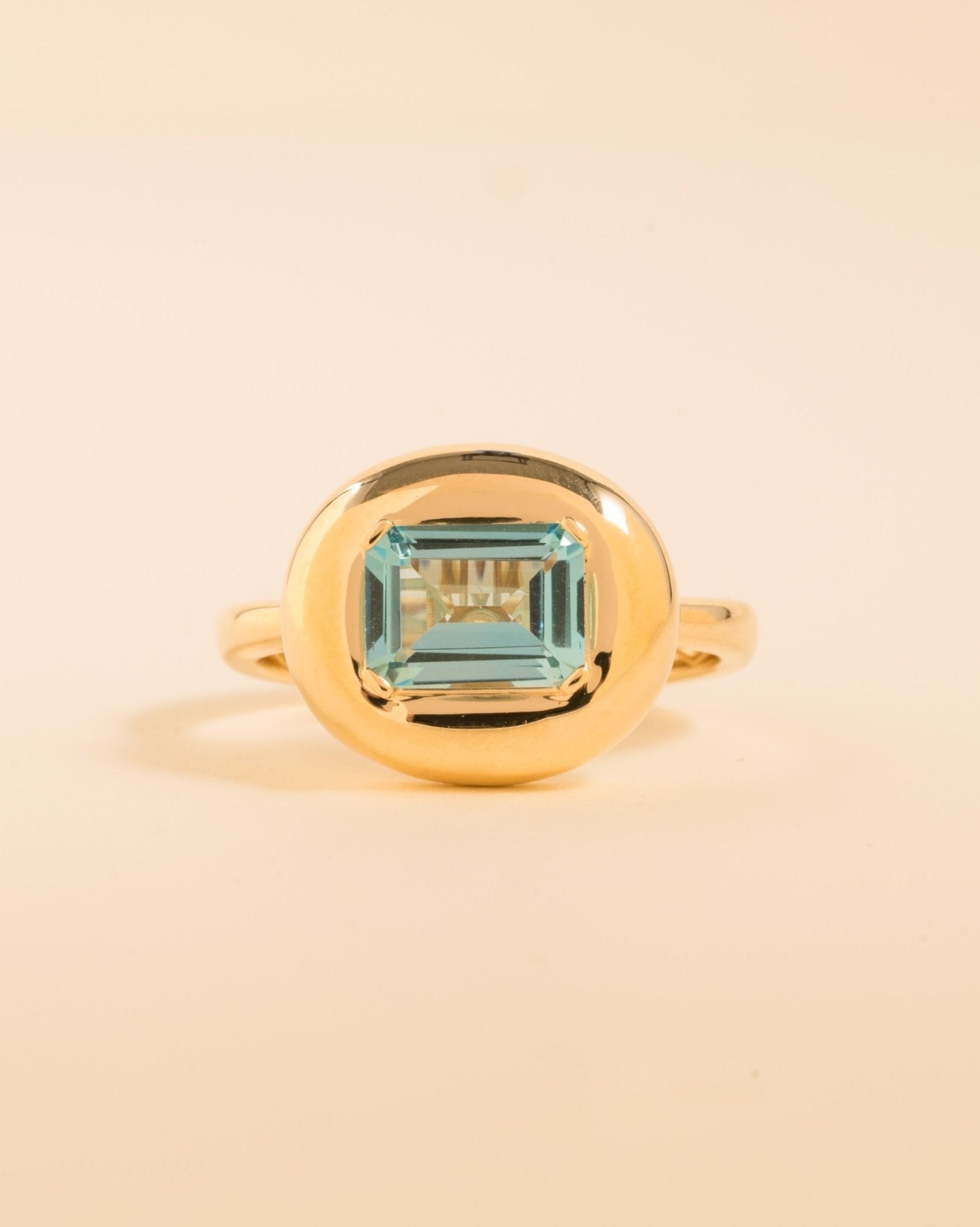Gemstone Puffed Gold Dome Ring - Sparkle Society