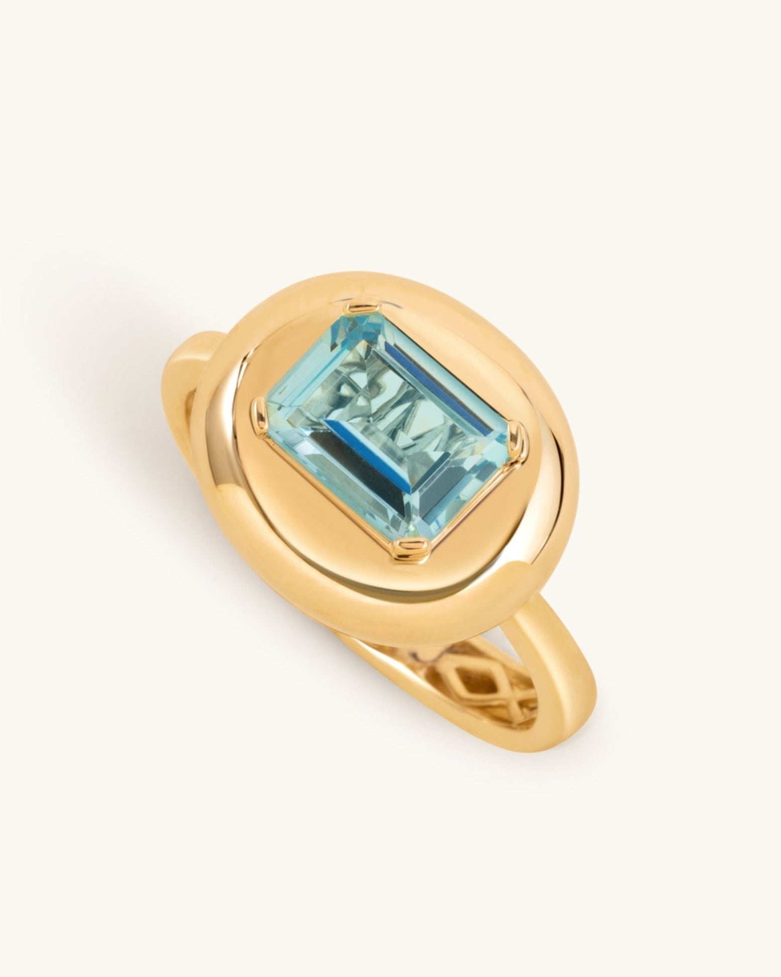 Gemstone Puffed Gold Dome Ring - Sparkle Society