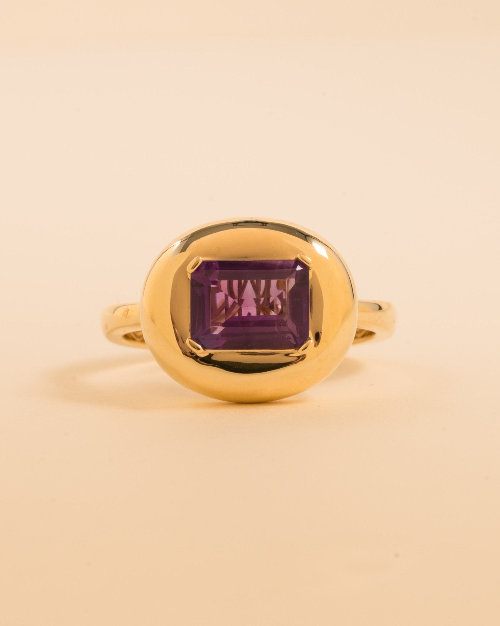 Gemstone Puffed Gold Dome Ring - Sparkle Society