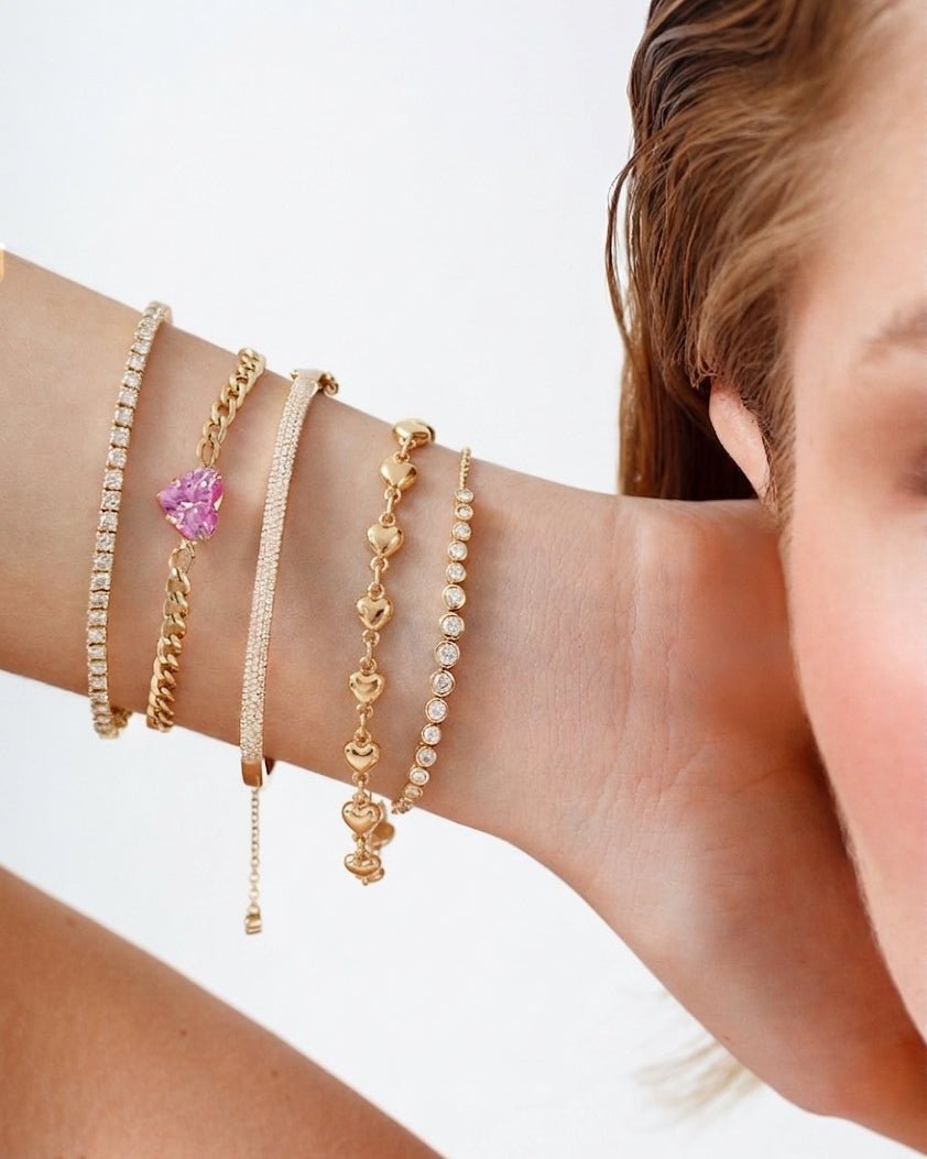Girl Hollow Puffed Hearts Bracelet - Sparkle Society