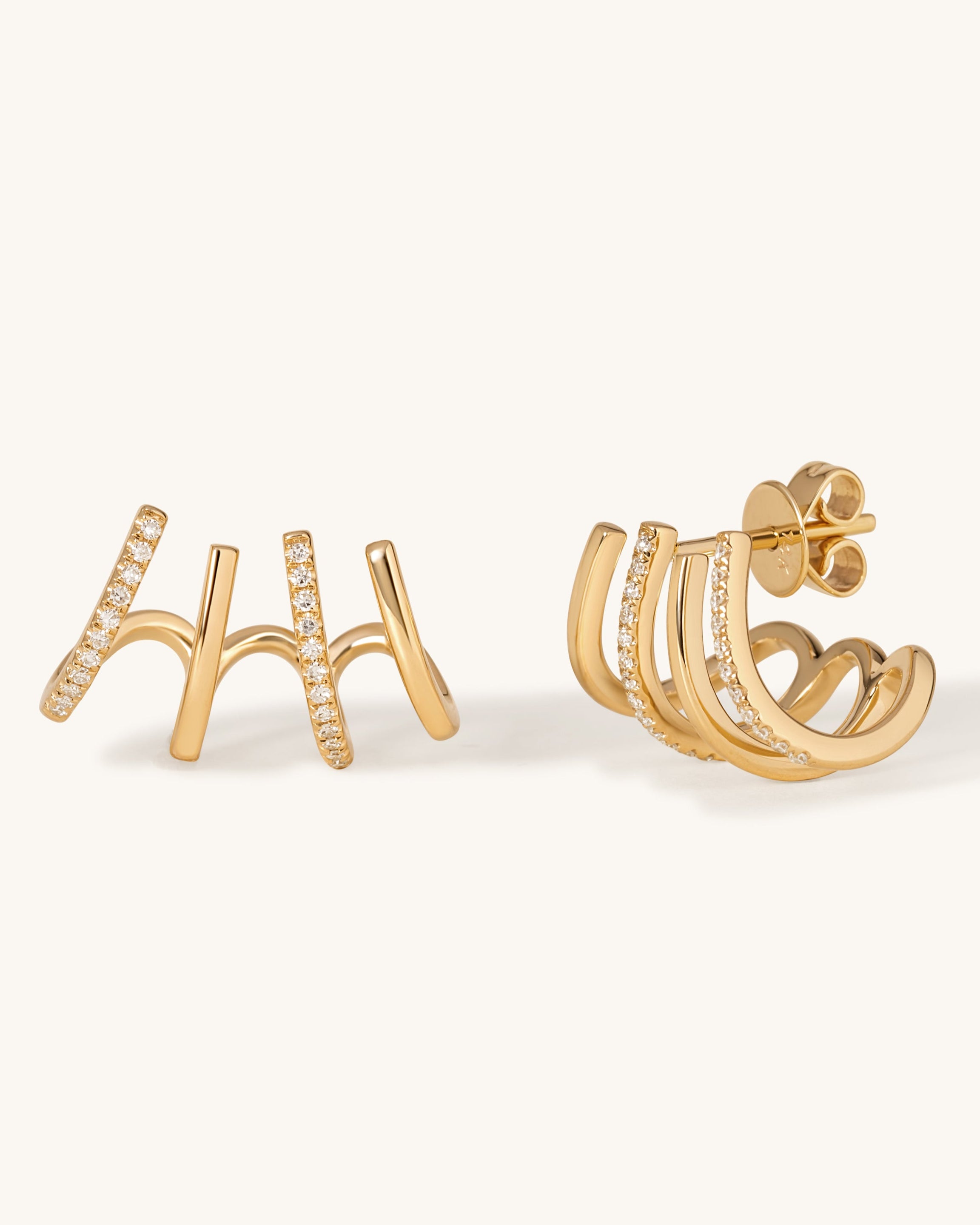 Gold And Diamond Caged Studs - Sparkle Society