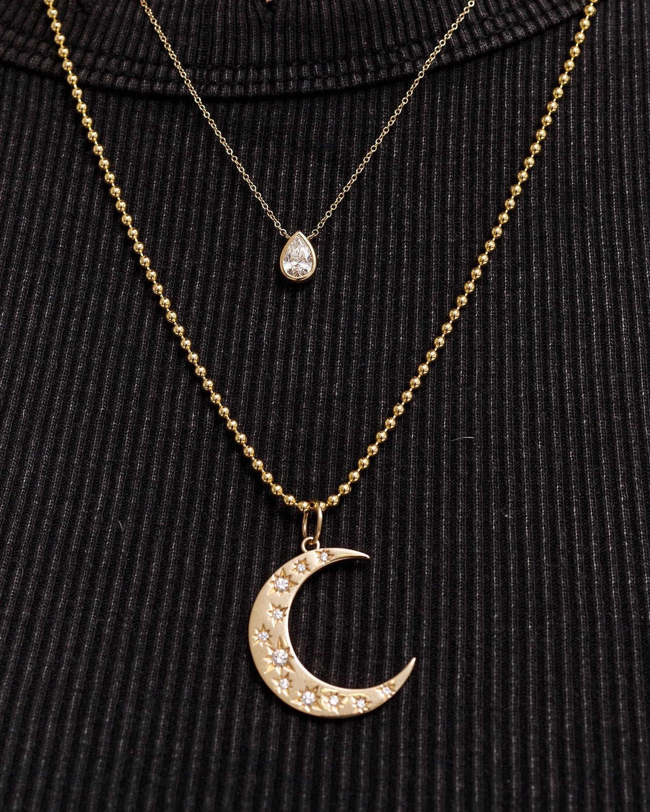 Gold and Diamond Crescent Moon Charm - Sparkle Society