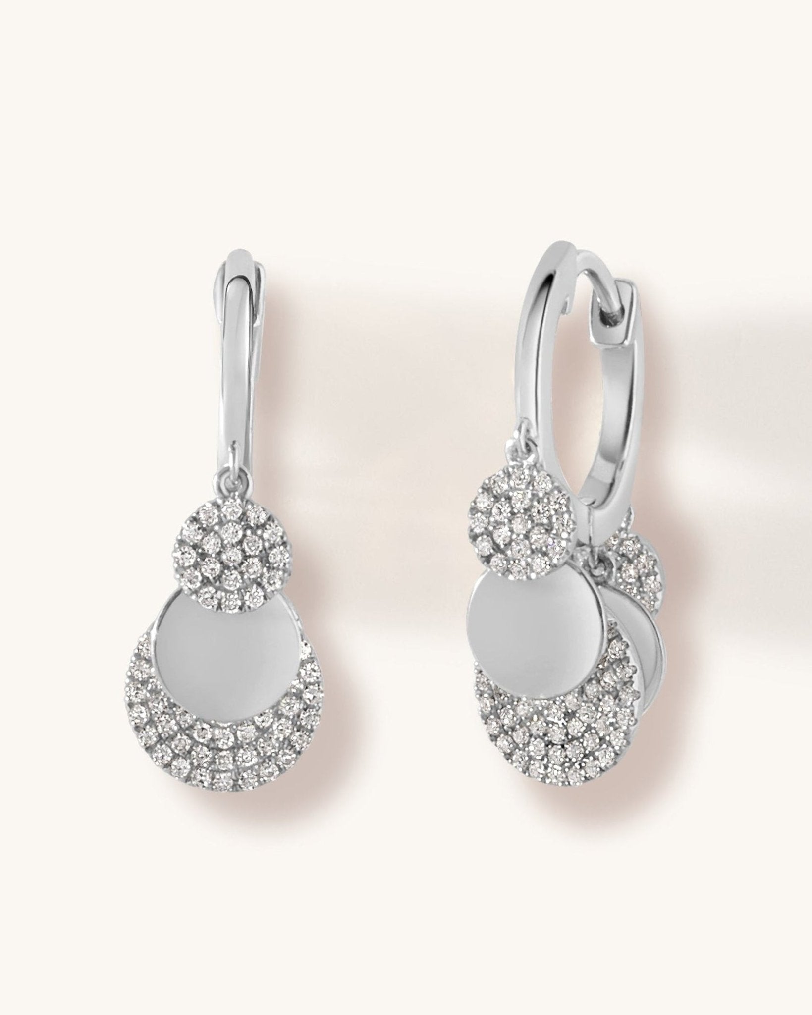 Gold And Diamond Dangling Disc Huggies - Sparkle Society