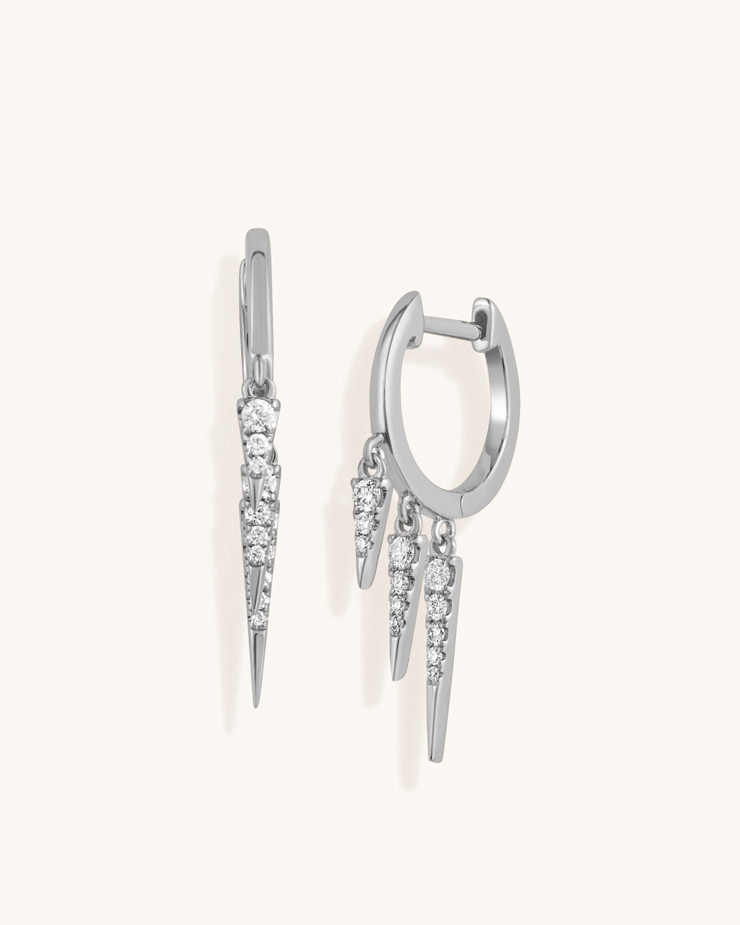 Gold And Diamond Dangling Spike Huggies - Sparkle Society