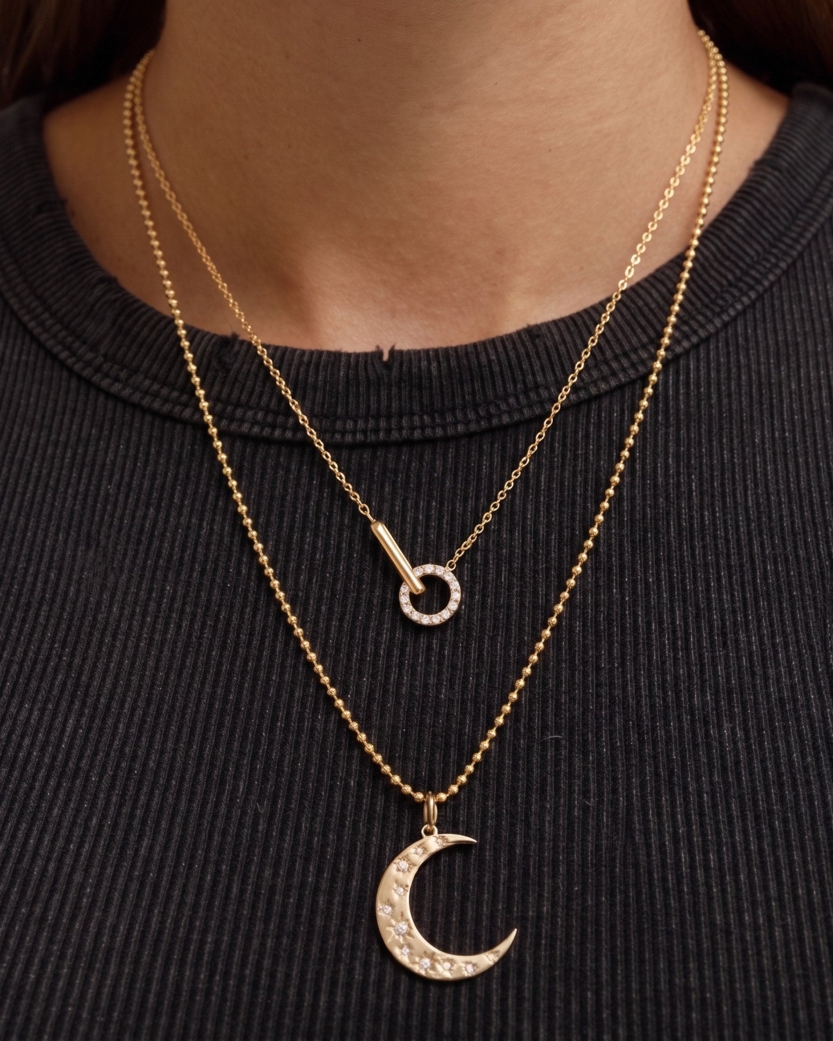 Gold and Diamond Double Connector Necklace - Sparkle Society