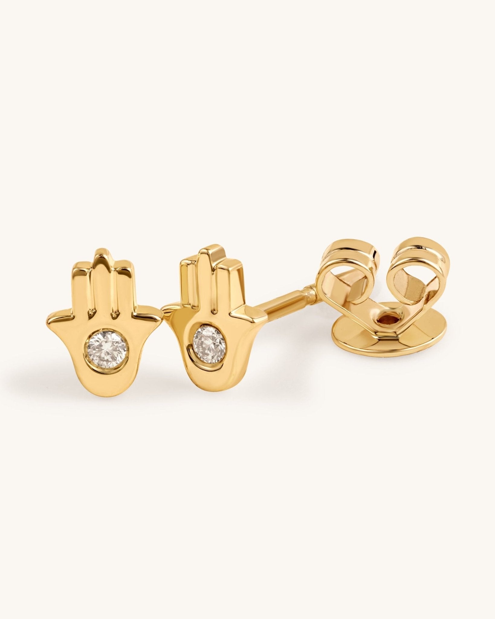 Gold And Diamond Hamsa Studs - Sparkle Society