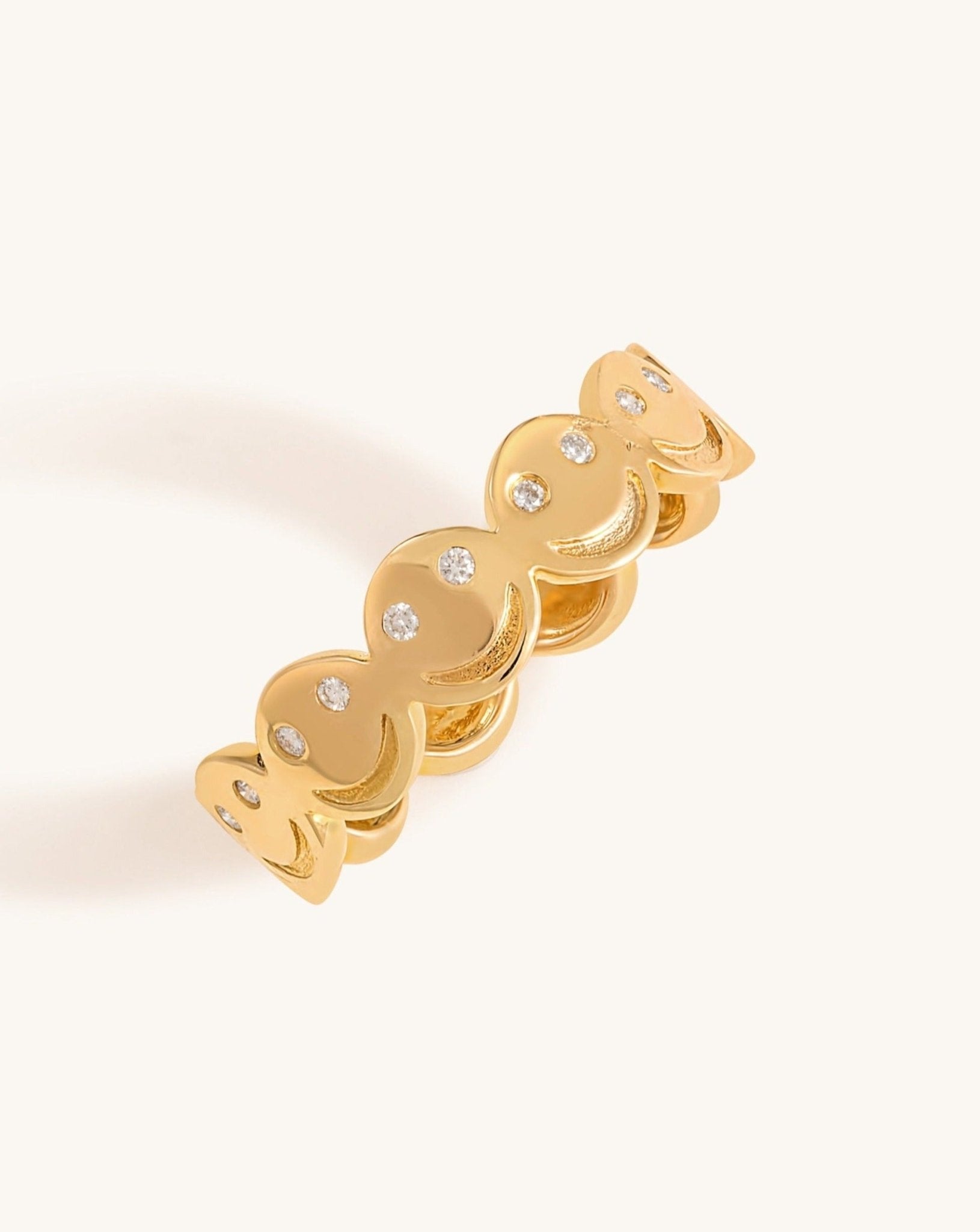 Gold and Diamond Multi Smiley Face Ring - Sparkle Society