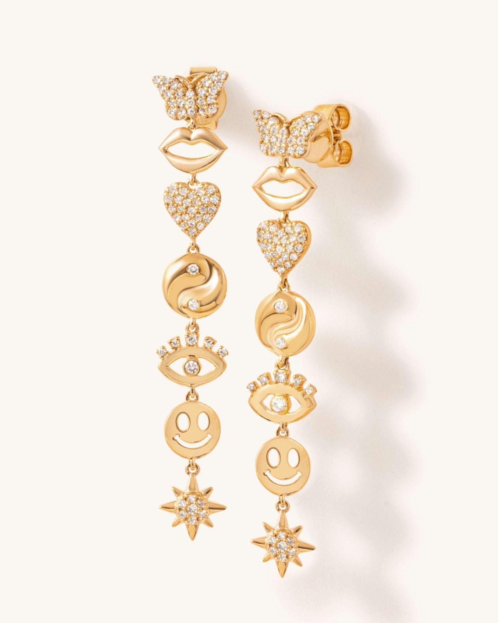Gold and Diamond Protection Drop Studs - Sparkle Society
