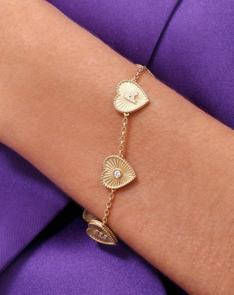 Diamond Radiant Custom Hearts Bracelet - Sparkle Society