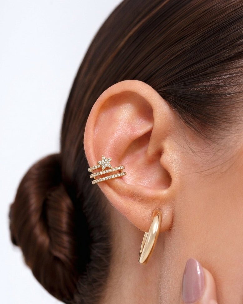 Gold and Diamond Shooting Star Ear Cuff - Sparkle Society
