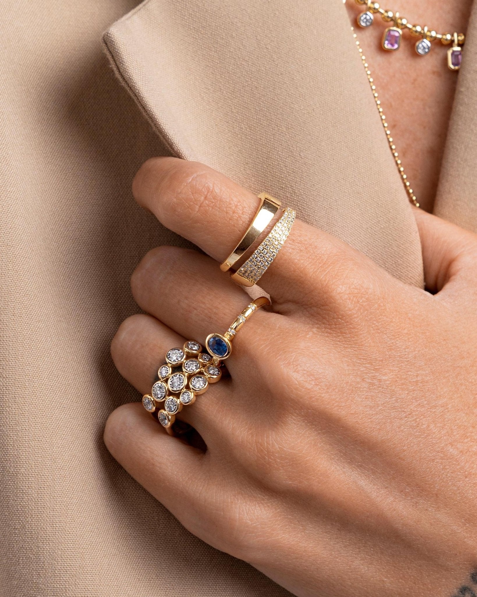 Gold and Diamond Split Ring - Sparkle Society