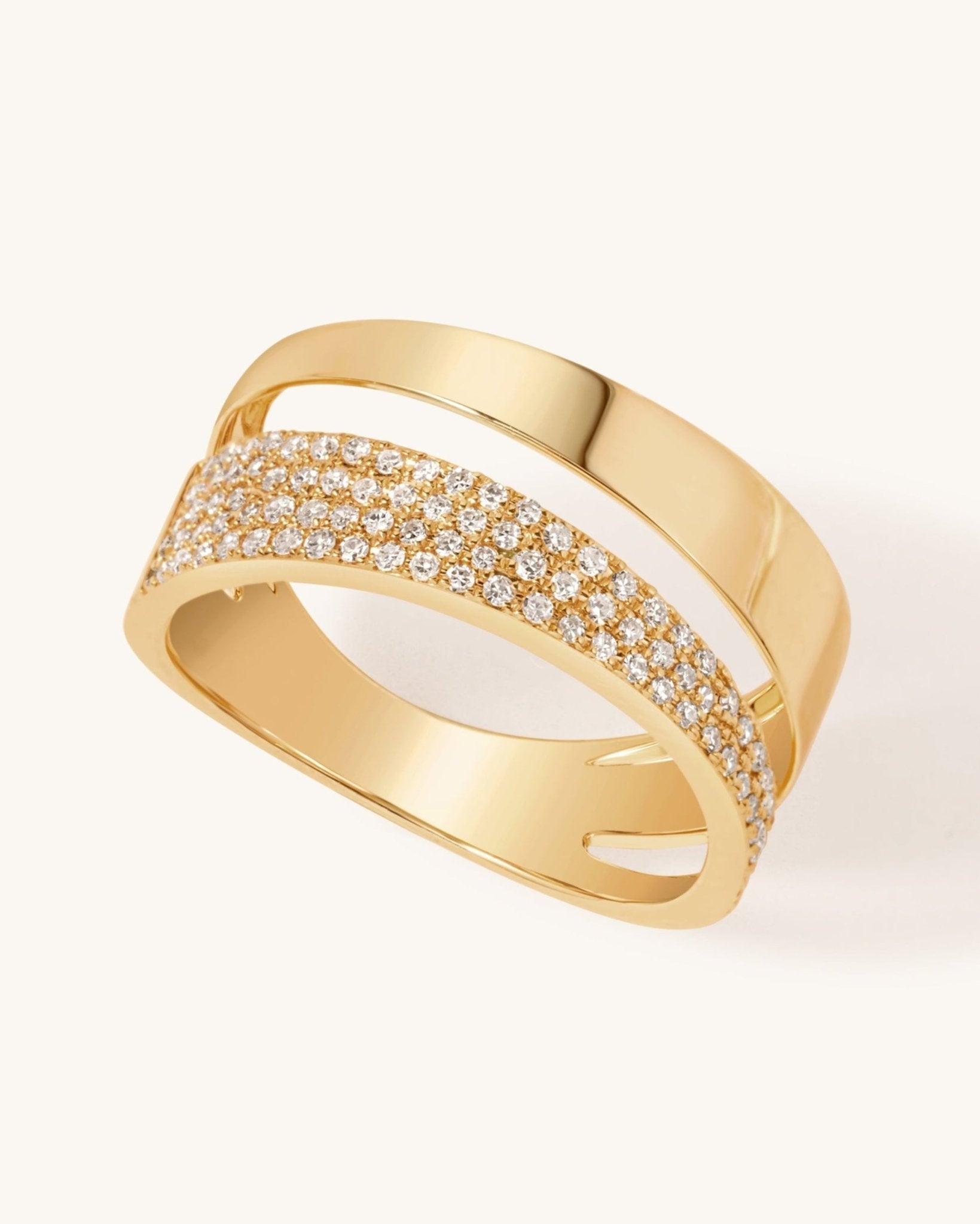 Gold and Diamond Split Ring - Sparkle Society