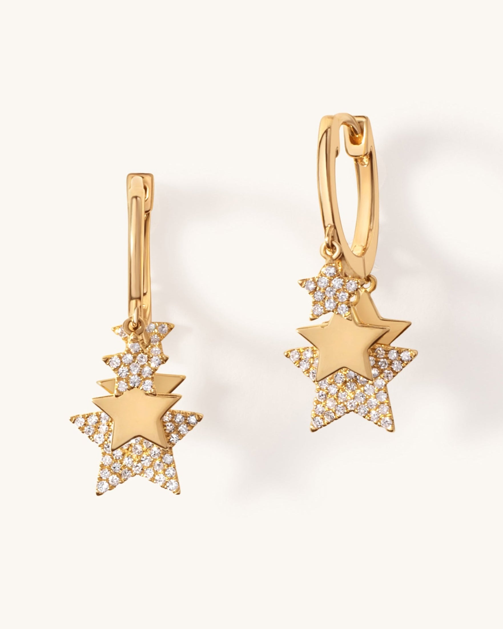 Gold And Diamond Star Charm Huggies - Sparkle Society
