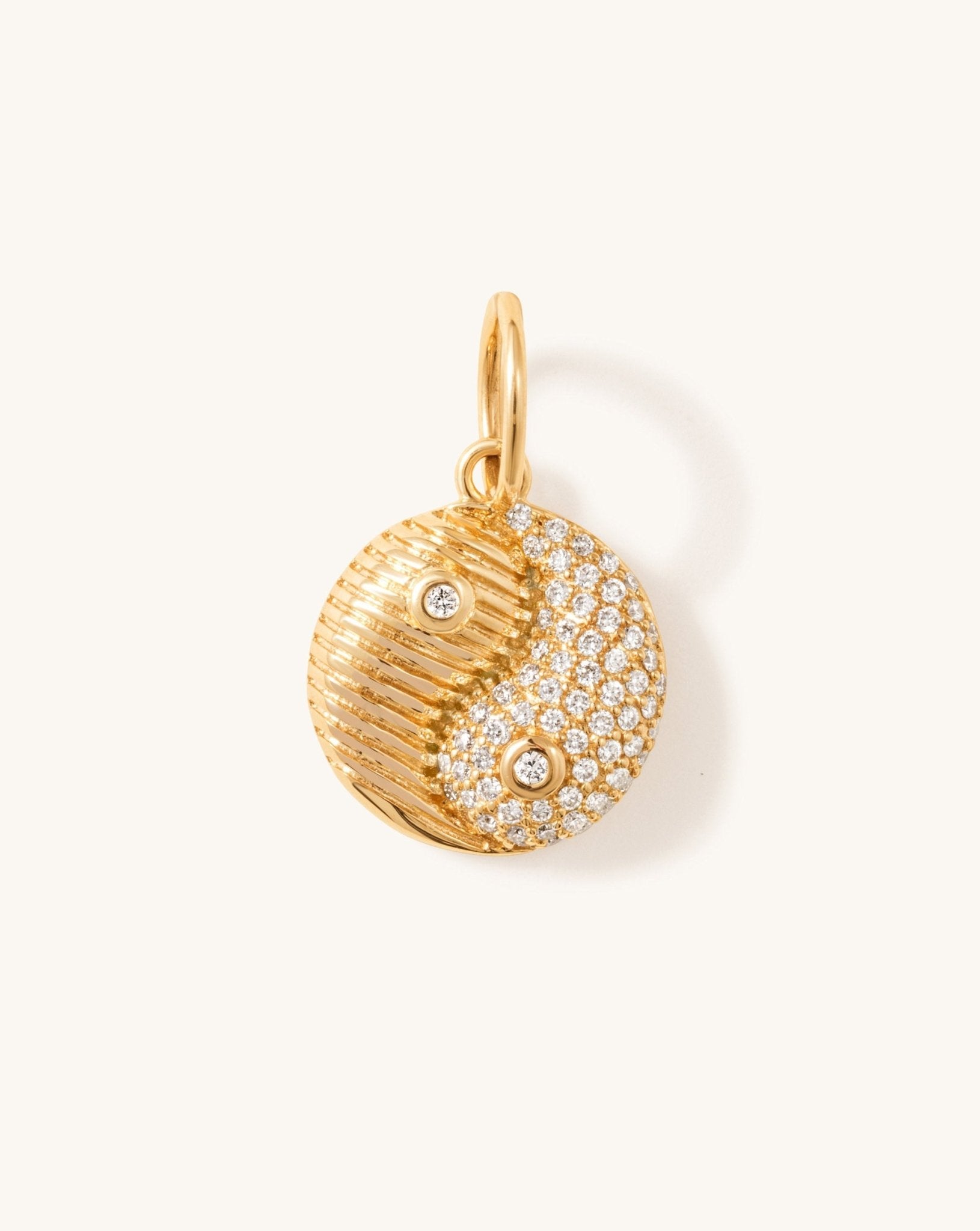 Gold and Diamond Yin & Yang Necklace Charm - Sparkle Society