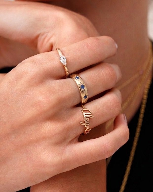 Gold And Gemstone Star Ring - Sparkle Society