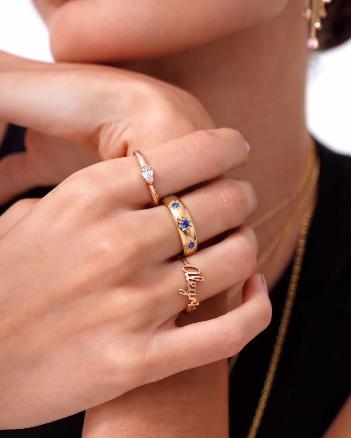 Gold And Gemstone Star Ring - Sparkle Society