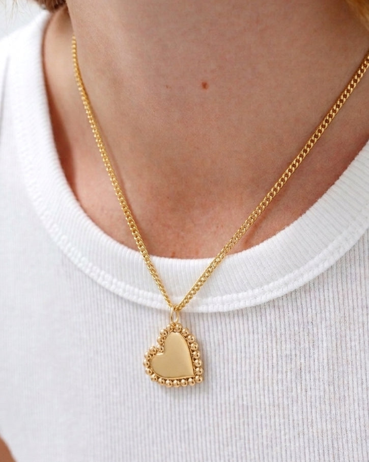 Gold Beaded Outline Heart Charm - Sparkle Society