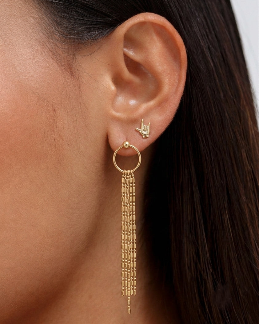 Gold Open Circle Multi Shape Fringe Studs - Sparkle Society