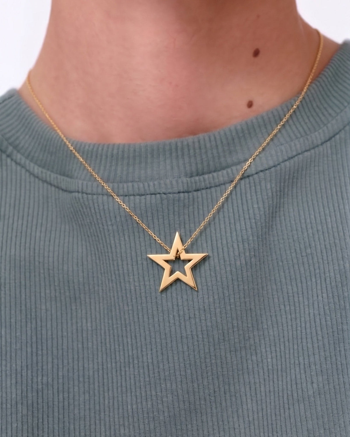 Gold Open Star Necklace Charm - Sparkle Society